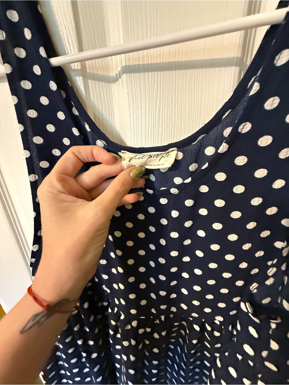 Free People Navy Polka Dot Maxi Dress - Picture 2 of 5